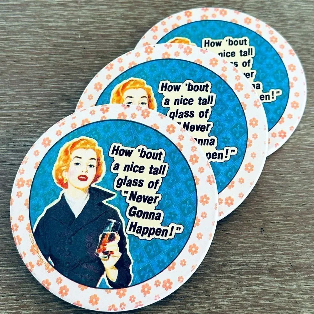 Funny Vintage Graphic Stone Drink Coasters Set